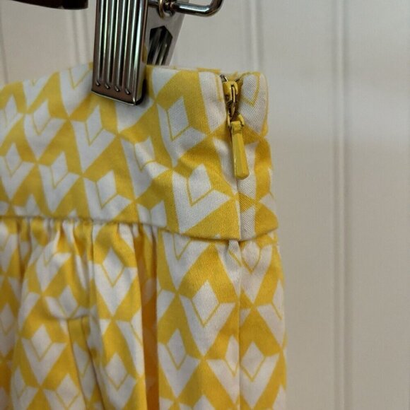 Downeast Womens Small A-line Skirt Yellow White Chevron Pockets Lined Side Zip - Picture 5 of 12
